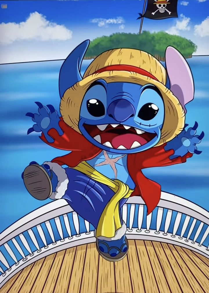 Stitch Luffy Pirate HD Wallpaper